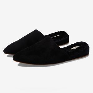 Madewell True Black The Casey Mule Suede & Real Fur Dyed Sheep Shearling Insole